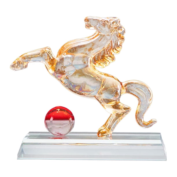 Estatua de caballo de cristal, adorno de Feng Shui chino, regalo, escultura animal de escritorio para Estilo A