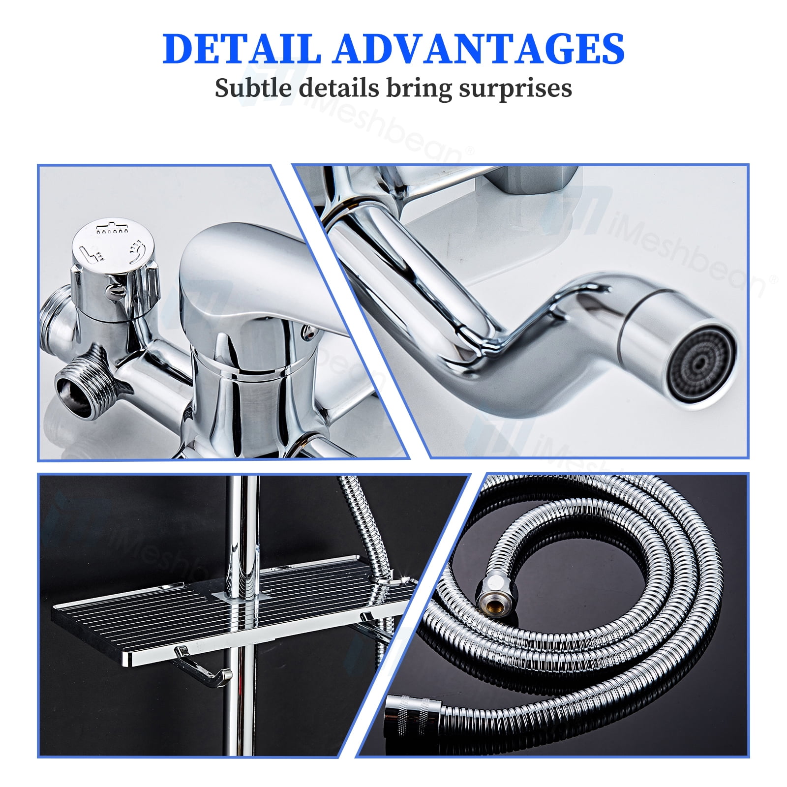 iMeshbean Luxury Shower Faucet Set Rainfall Shower Head Combo Set Wall Mounted Mixer Valve