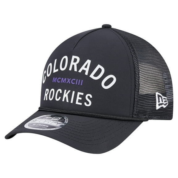 Men's-New Era  Black Colorado Rockies Minimalist 9FORTY A-Frame Adjustable Hat