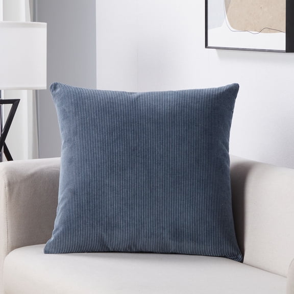 Videri Home 20"x20" Navy Blue Pinwale Corduroy Decorative Throw Pillow Covers, Retro for Den(2 Pack)