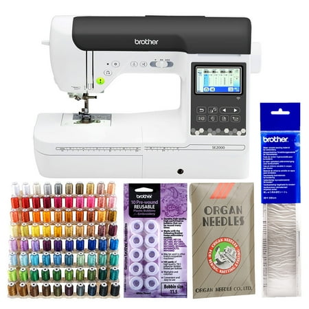 Brother SE2000 Computerized Sewing and Embroidery Machine with LCD Display Bundle with Embroidery Kit (5 Items)