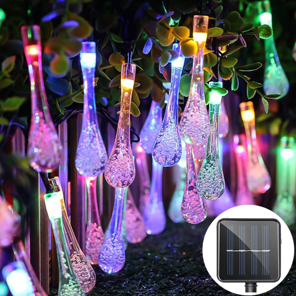 20 30 50 LED Raindrop Outdoor Garden Party Drop Solar Power Fairy Lights String 