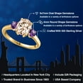 thumbnail image 2 of Gem Stone King 18K Yellow Gold Plated Silver Peach Morganite and Purple Amethyst Engagement Ring for Women | 2.10 Cttw | Oval 9X7MM | Gemstone October Birthstone | Size 5, 2 of 6