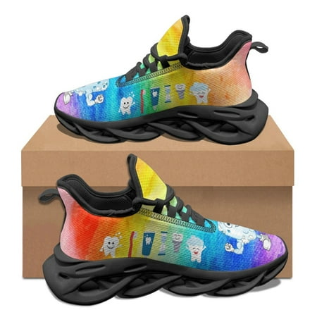 

Protect Dental Health Print Male Autu Winter Soft Sneakers Non-slip Round Toe Casual Shoes Dirt Resistant Flats