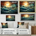 thumbnail image 4 of Designart "Teal Yellow Ocean Coastal Charm Pointillism III" Landscapes Floater Framed Canvas Art Print, 4 of 7