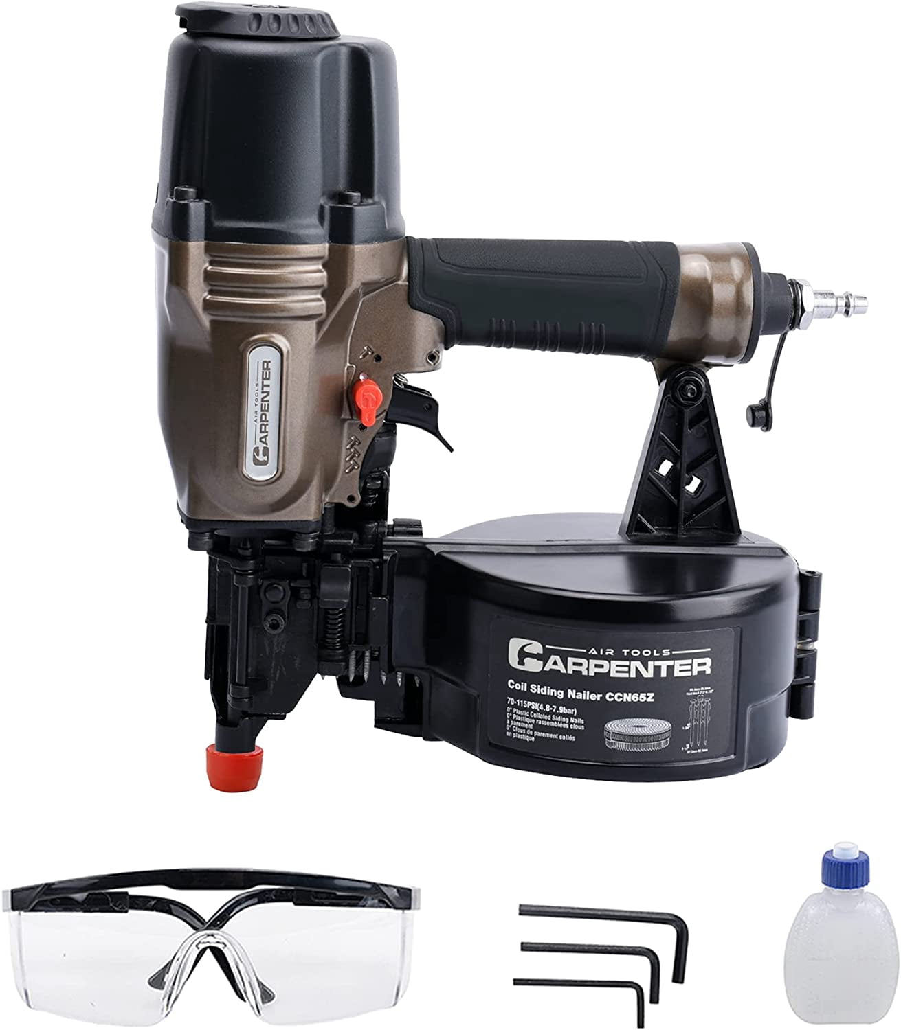 Carpenter Air Tools CCN65Z 0 Degree 1-1/2″ to 2-1/2″ Pneumatic Coil Siding Nailer