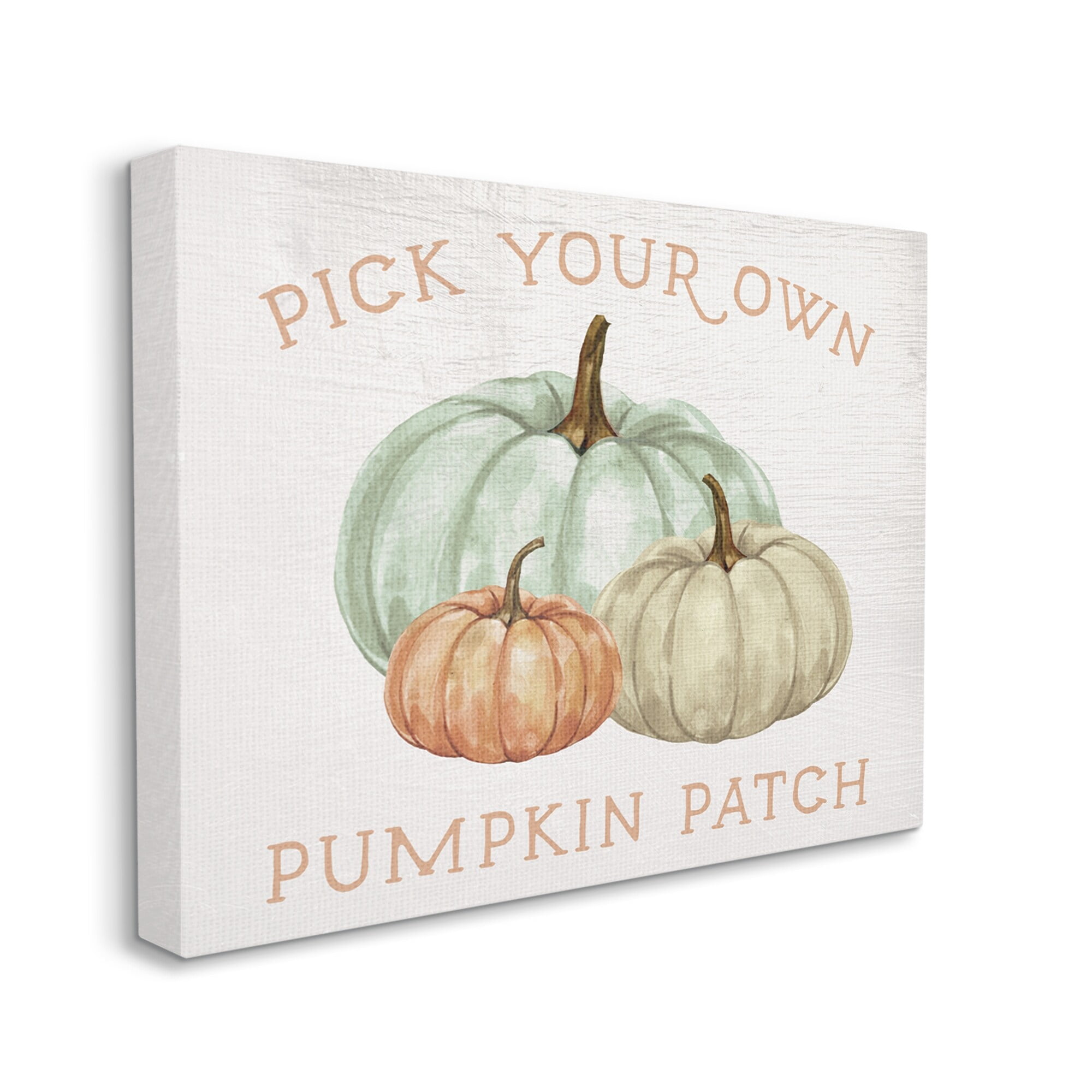 Stupell Industries Pick Your Own Pumpkin Patch Sign Gourd Trio Graphic Art Gallery-Wrapped Canvas Print Wall Art, 40x30, by Daphne Polselli