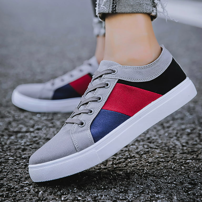 TAIAOJING Men's Mesh Eco-Friendly Sneakers Low Top Color Matching Canvas  Walking Shoes Lace Up Sneakers Casual Shoes