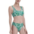 thumbnail image 4 of High Waisted Bikini Sets For Women, Green Doodle Pattern Swimsuits Tummy Control, Two Pieces Bathing Suit, 4 of 8