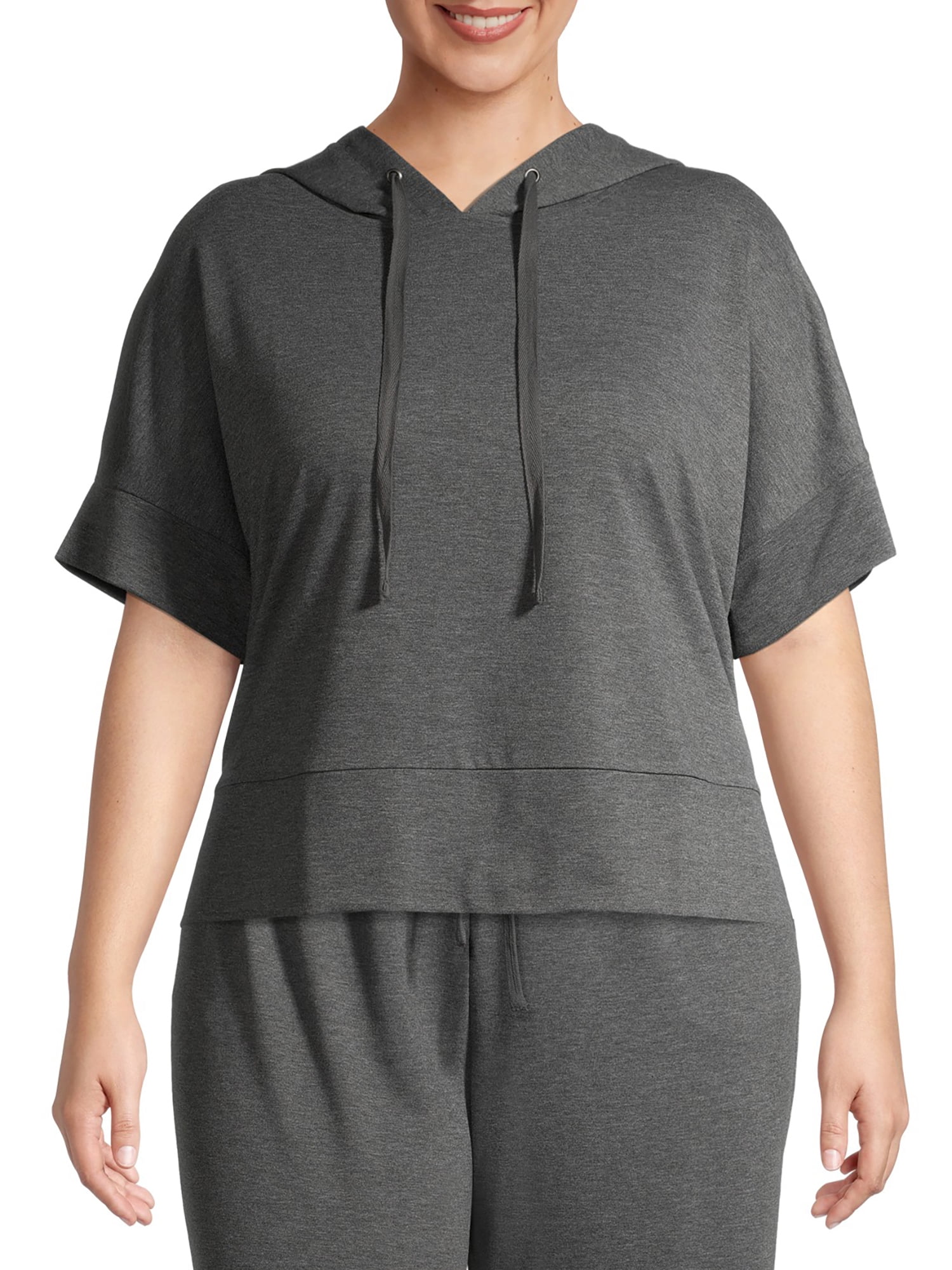 Como Blu Short Sleeve Relaxed Fit Hoodie (Women's Plus) 1 Pack