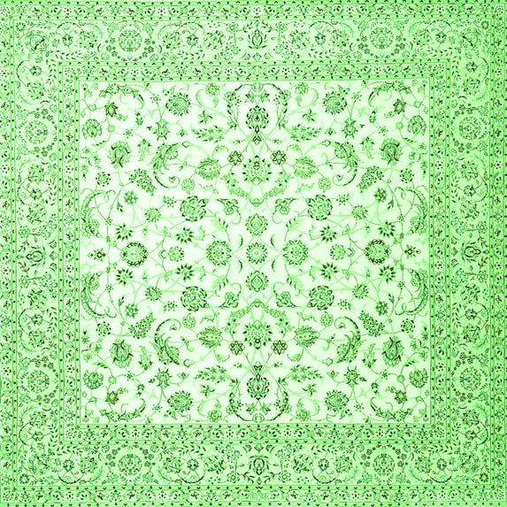 Ahgly Company Indoor Square Persian Green Traditional Area Rugs, 4' Square