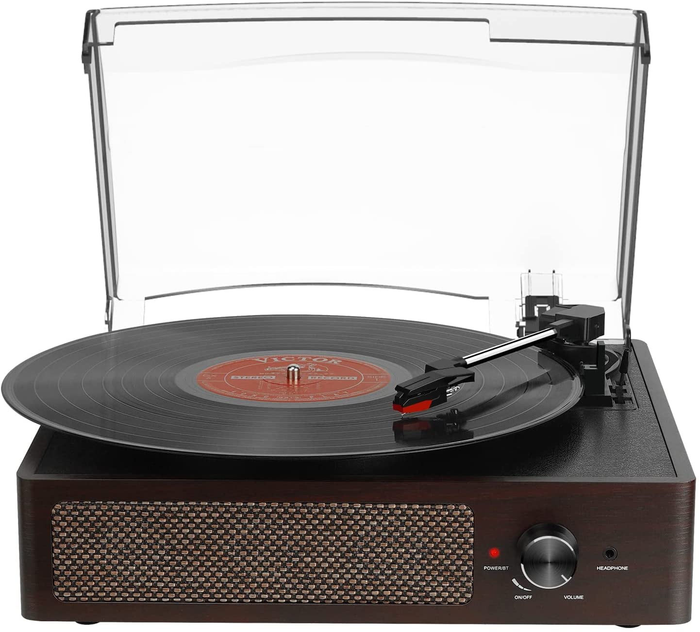 Record Player Turntable with Speakers 3-Speed Belt-Driven Vinyl LP Vintage Design for Home Music 
