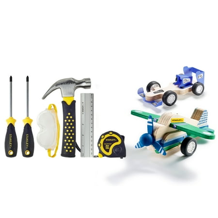 STANLEY Jr 6 Piece Deluxe Tool Set With Race Car and Airplane Kits