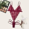 thumbnail image 2 of Lingerie for Women Lace Bodysuit for Women V Teddy Underwear with Sheer Details Sleek Dreamy Nightwear and Everyday Confidence Wine L, 2 of 4