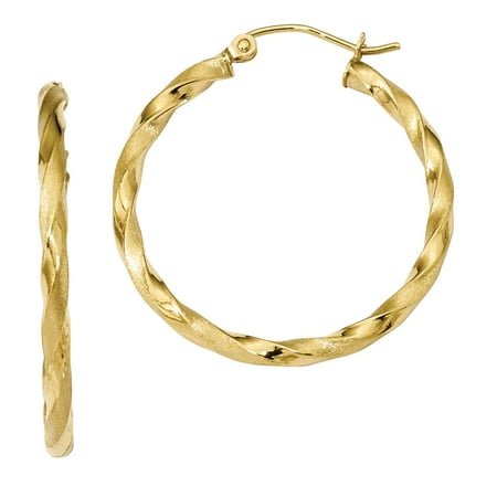 Primal Gold 10 Karat Yellow Gold Satin Twisted Hoop Earrings