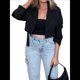 thumbnail image 2 of Chaqueta Corta de Ciclismo para Mujer, Gabardina Informal Cruzada con Cinturón Negro M, 2 of 10