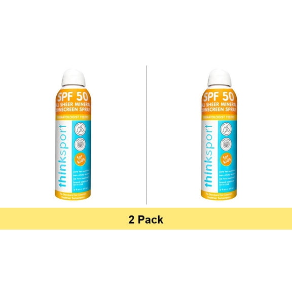 Thinksport Kids Sunscreen Spray SPF 50 Sheer Mineral Sunscreen, 6 oz - 2 Pack