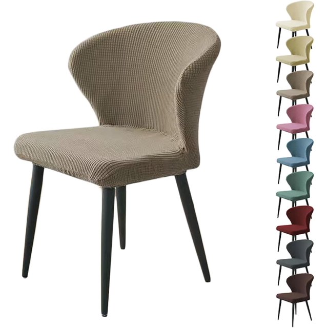 Dining Room Round Curved Chair Cover Curved Back Chair Cover Stretch Chair Slipcover Semicircle Vanity Chair Protector for Kitchen Bedroom,Khaki 1pcs