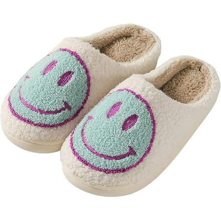 

Smiley Face Slippers For Women And Men Fuzzy Fluffy Slippers Warm Cozy House Slippers Slip-on Indoor Outdoor Slippers