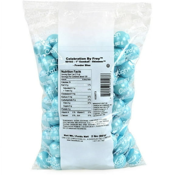 Sweetworks Celebration by Frey Powder Blue Shimmer Gumballs, 2 lbs