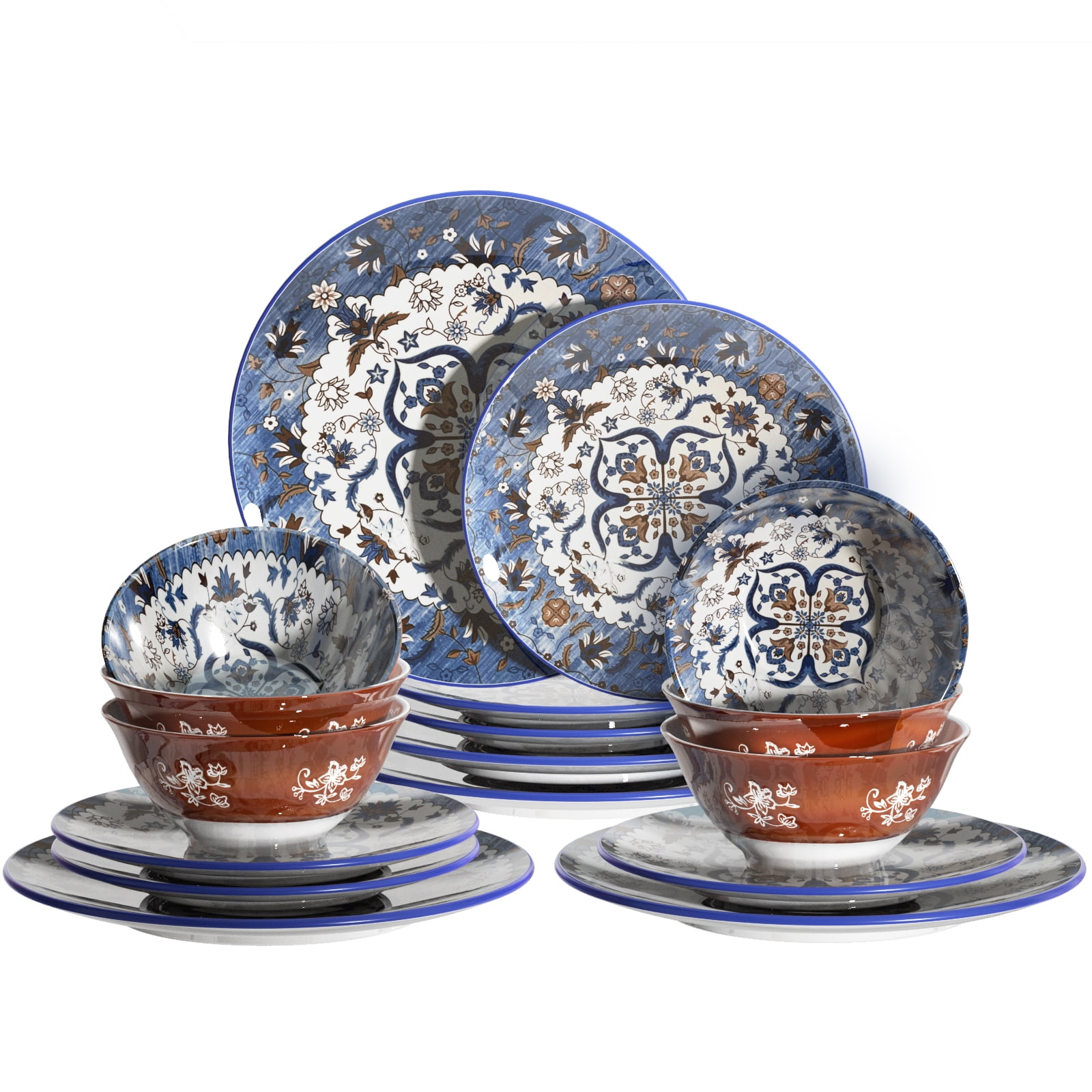 Slaouwo 18-piece Kitchen Dinner Sets with 10.5 Dinner Plate Party 8.5 Dessert Plate and 6.25 Bowl,Kitchen Dishes Sets for Family Porcelain Dinnerware Set for 6 