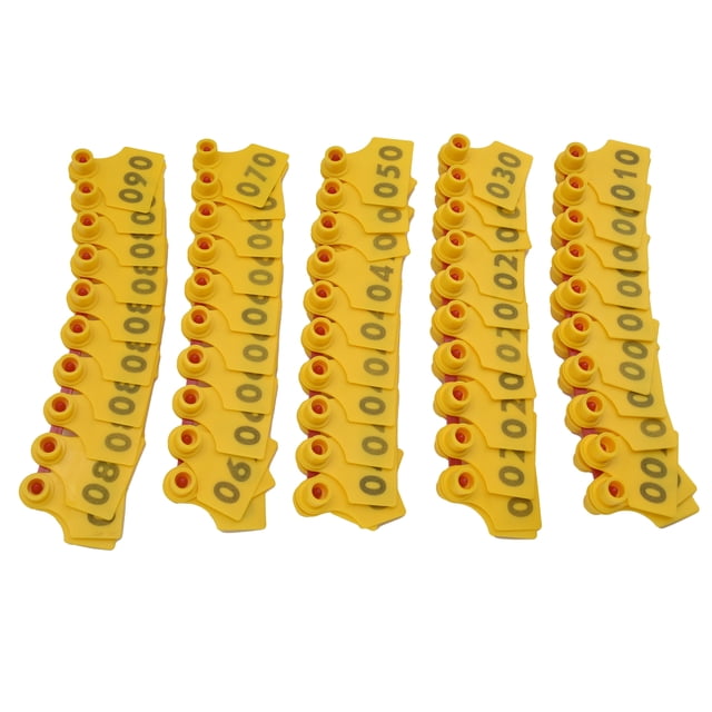 Number Ear Tag, Bright Color 100Pcs TPU Indispensable Ear Tag For Farm For Poultry Farms Yellow,Green,Orange