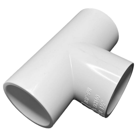 Sch 40 PVC, 1-1/2 Inch Straight Tee Pipe Fittings, Pack of 10