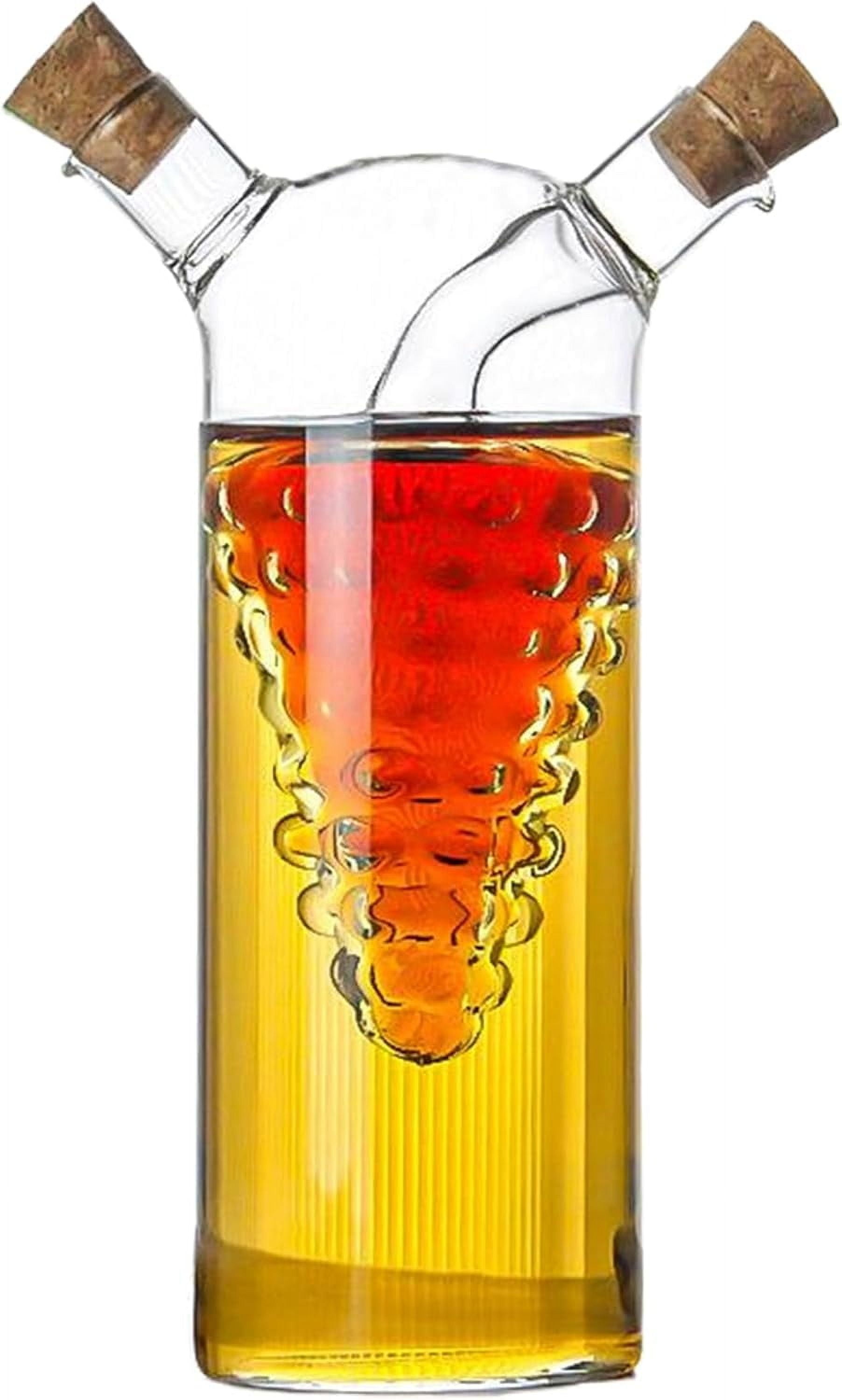 2 In 1 Oil Dispenser for Kitchen : Creative Shaped Olive Oil Dispenser Bottle,Cocktails Juice Oil and Vinegar Dispenser Set,Coffee Syrup Dispenser Seal Against Leakage (F)