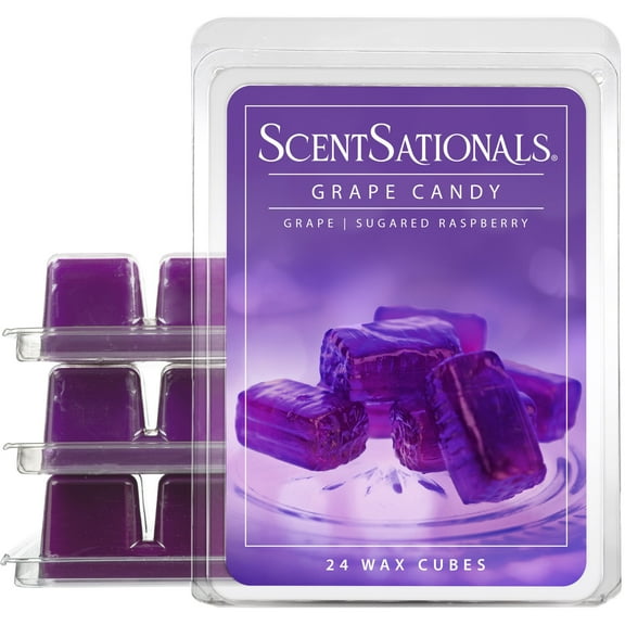 Scentsationals Wax Melts, Wax Cubes Strong Scent – Candy Collection Grape Candy – Long Lasting Scented Melts for Warmer, 10oz (24-Cubes)
