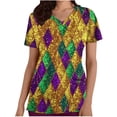 thumbnail image 2 of Cxenplz Valentine Scrub Tops Women V-Neck Short Sleeve Holiday Themed Heart Scrubs, 2 of 5