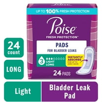 Poise Incontinence Pads for Women, 3 Drop Light Absorbency, Long Length, 24 Count
