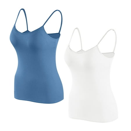 Bigersell Full-Coverage Bra in Clearance Womens 2pc Sports Bra Wirefree Padded Medium Impact Yoga Bras Gym Running Workout Tank Tops for Workout Sleeping Traveling Cami Bra Style F-176 Blue M