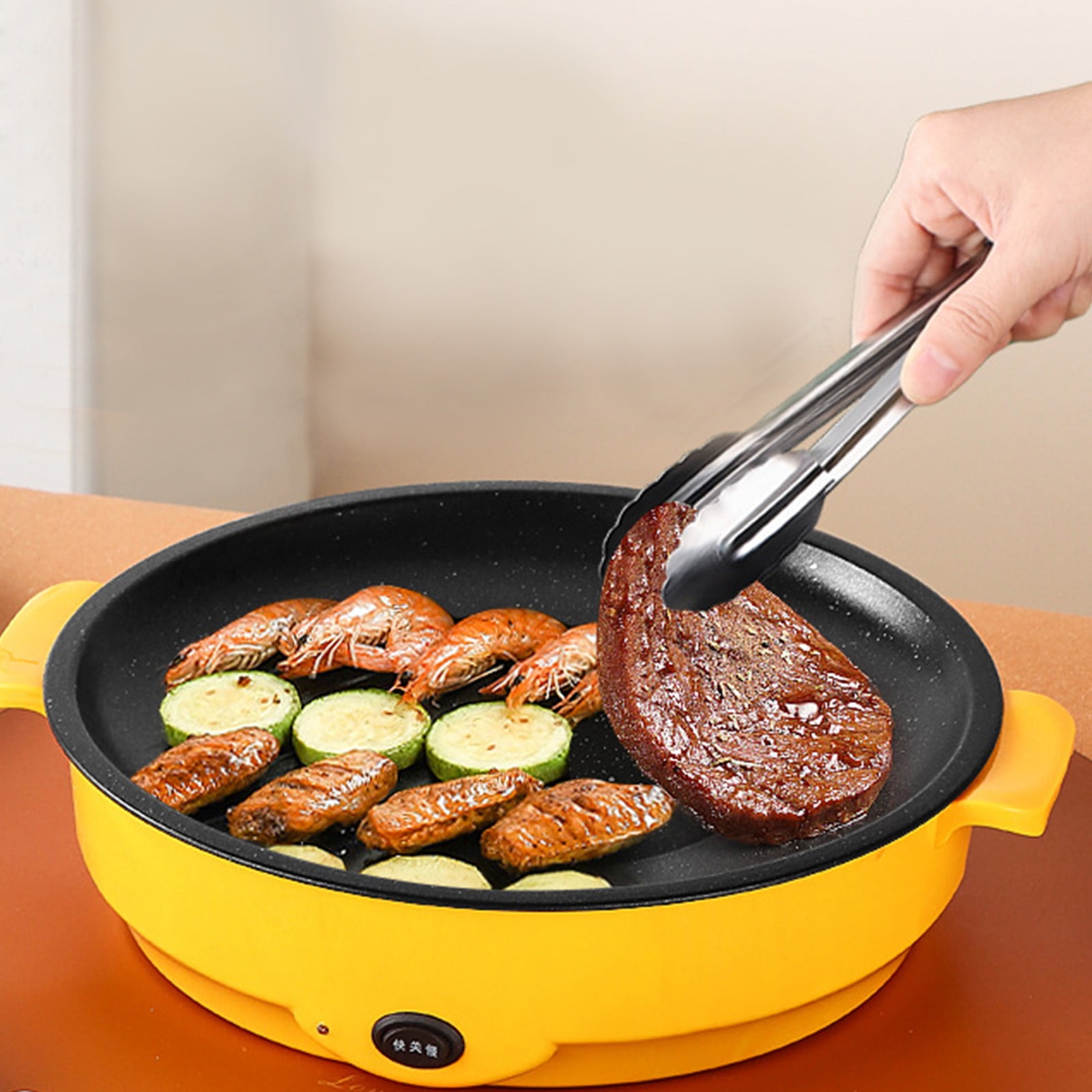 BNNG Electric Smokeless Indoor Grill w/Non-Stick Cooking Surface Customized BBQ, Multi-Function Grill Pan Electric Grill Pan Grill Electric Barbecue Grill