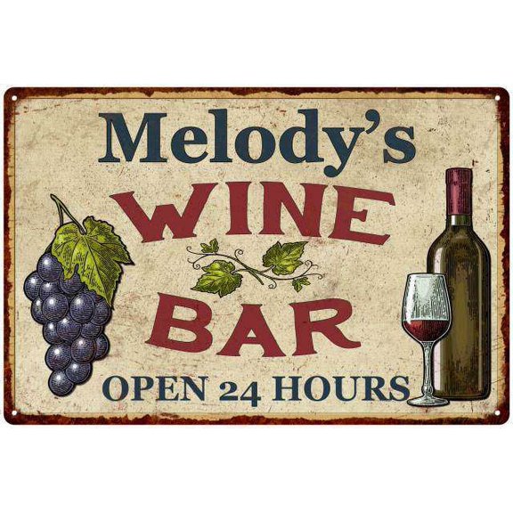 Melody's Rustic Wine Bar Sign Wall Décor Kitchen Gift 12x18 Metal 112180056474