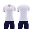 thumbnail image 2 of Kids Soccer Jersey Set Ndbuld Children's Short Sleeve Top With Elastic Waist Shorts Sportswear And Soccer Set For Middle And Big Kids White XS, 2 of 5