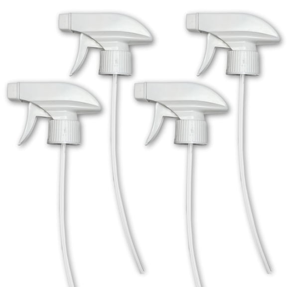 HIBIBUD 4Pcs White Trigger Sprayers-Heavy Duty Dual Misting&Stream Spray Bottle. Perfect Sprayer Head Replacement for 8Oz,16Oz,Or 32Oz Spray Bottles for Home,Kitchen,Garden&Office
