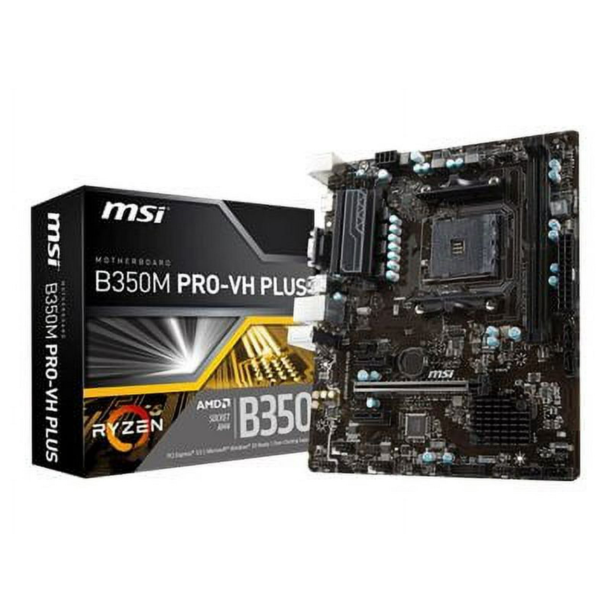 MSI B350M PRO VH PLUS Motherboard micro ATX Socket AM4 AMD B350 Chipset USB 3.1 Gen 1 Gigabit LAN onboard graphics CPU required HD Audio 8 channel Walmart
