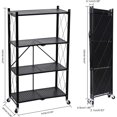 thumbnail image 4 of BISHE 4-Shelf Foldable Storage Shelves with Wheels, Heavy Duty Shelving Unit, Freestanding Metal Wire Shelf Rack, No Assembly Organizer Rack for Garage Kitchen, Basement, Pantry, Black, 4 of 7