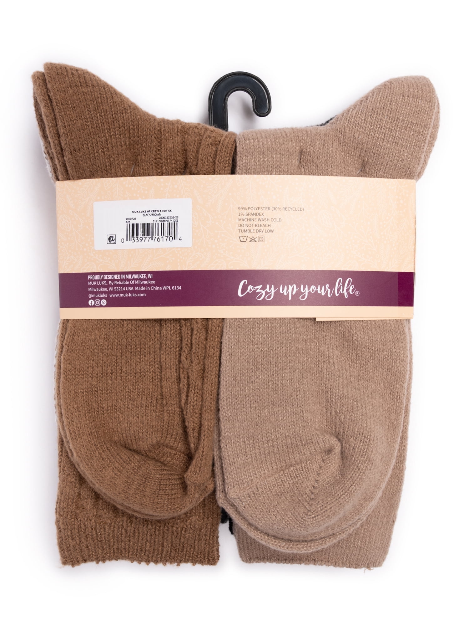 MUK LUKS Women's Fluffy Dream Crew Socks, 6-Pack, One Size