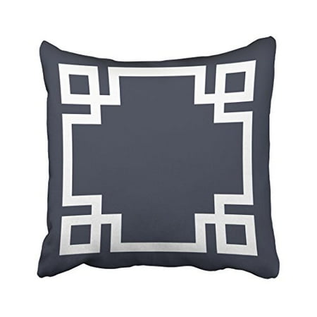 Navy Blue And White Decor WinHome Navy Blue And White Symmetrical Patterns Pillow Cover With Hidden Zipper Decor Cushion Two Sides 18x18 inches ()