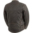 thumbnail image 2 of First Mfg Co - Indy - Men's Motorcycle Biker Riding Antique Brown Leather Jacket - 5X Large, 2 of 4