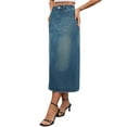 thumbnail image 4 of INSPIRE CHIC Women's Jean Skirt Stretch High Waisted Split Back Pockets Casual Pencil Midi Denim Skirts S Retro Blue, 4 of 6