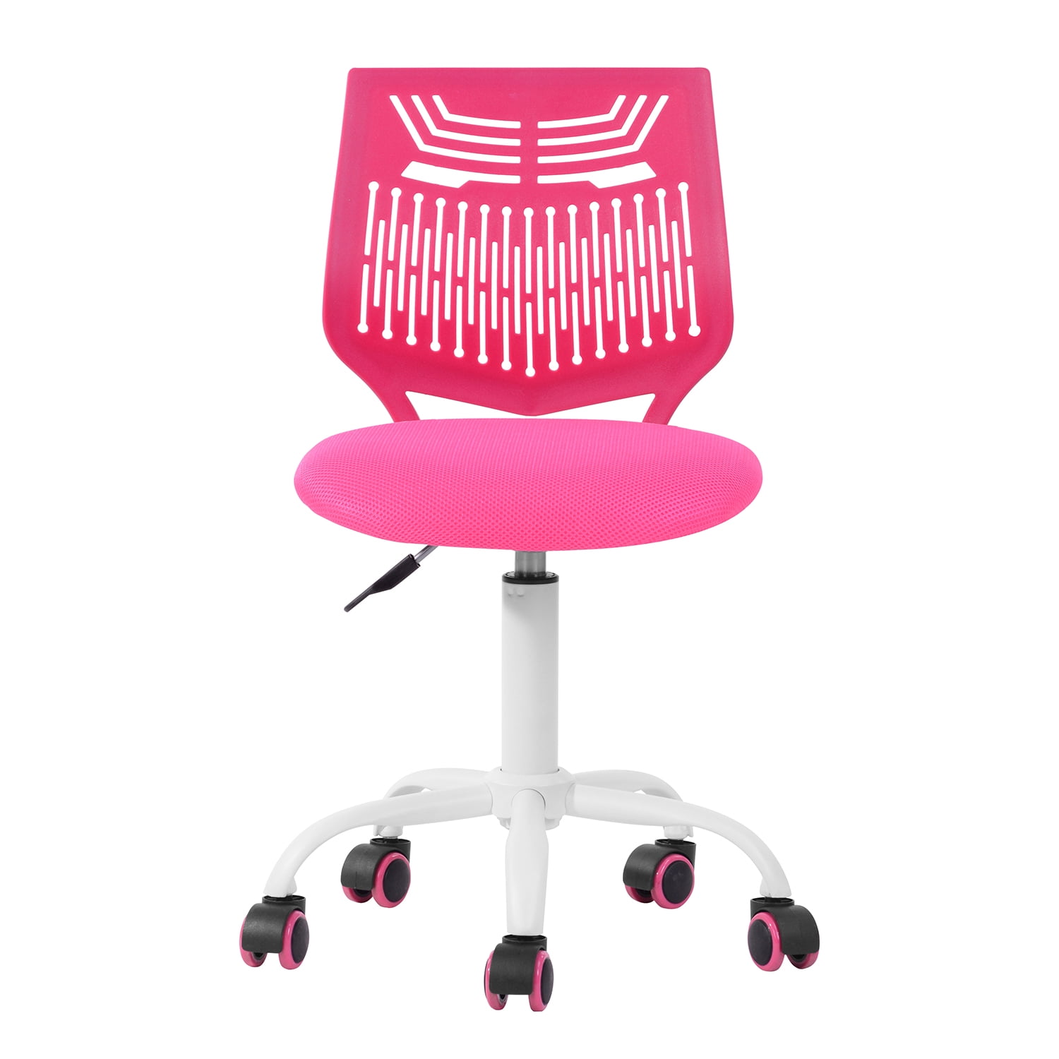 FurnitureR Gaming Chair for Teens, Adjustable Height, Soft Fabric Seat, Breathable Backrest, Rolling Wheels, Rose