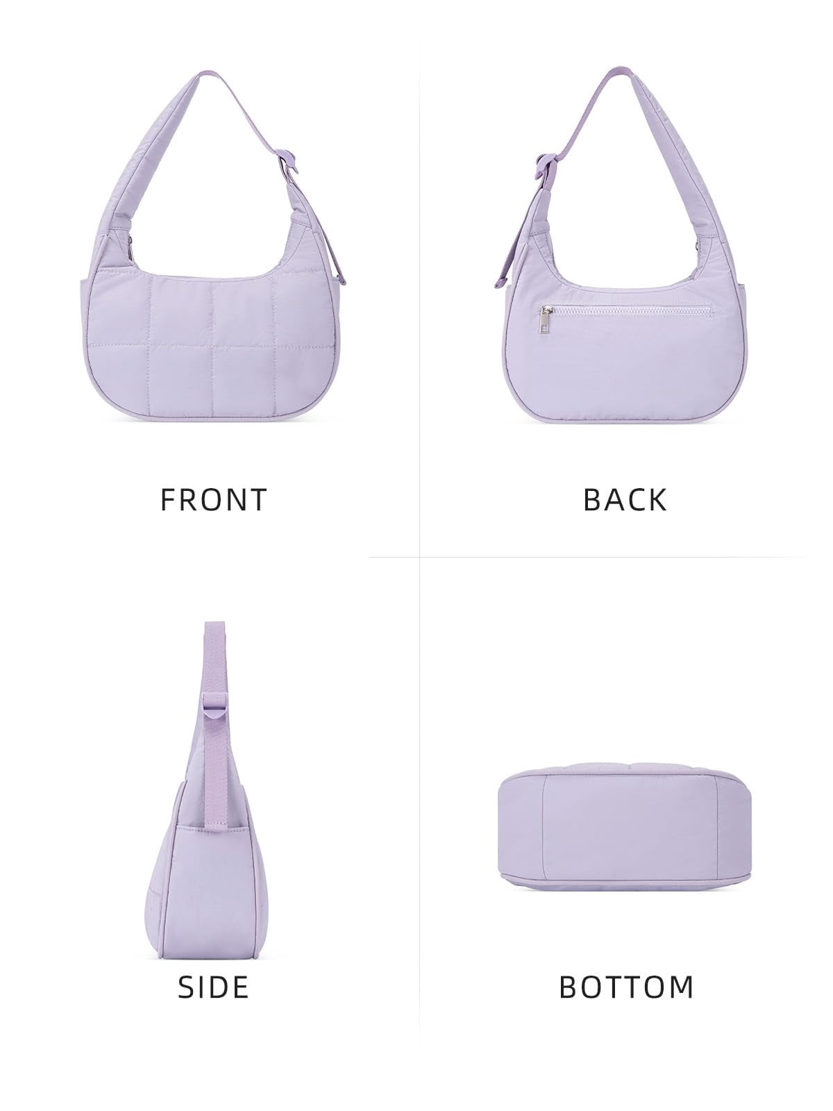 XINLANER Small Crescent Puffer Purse Shoulder Bag for Women Nylon Quilted Purses Bag Adjustable Shoulder Strap Puffy bag