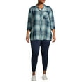 thumbnail image 5 of Terra & Sky Women's Plus Size Plaid Pocket Button Down Shirt, 5 of 6