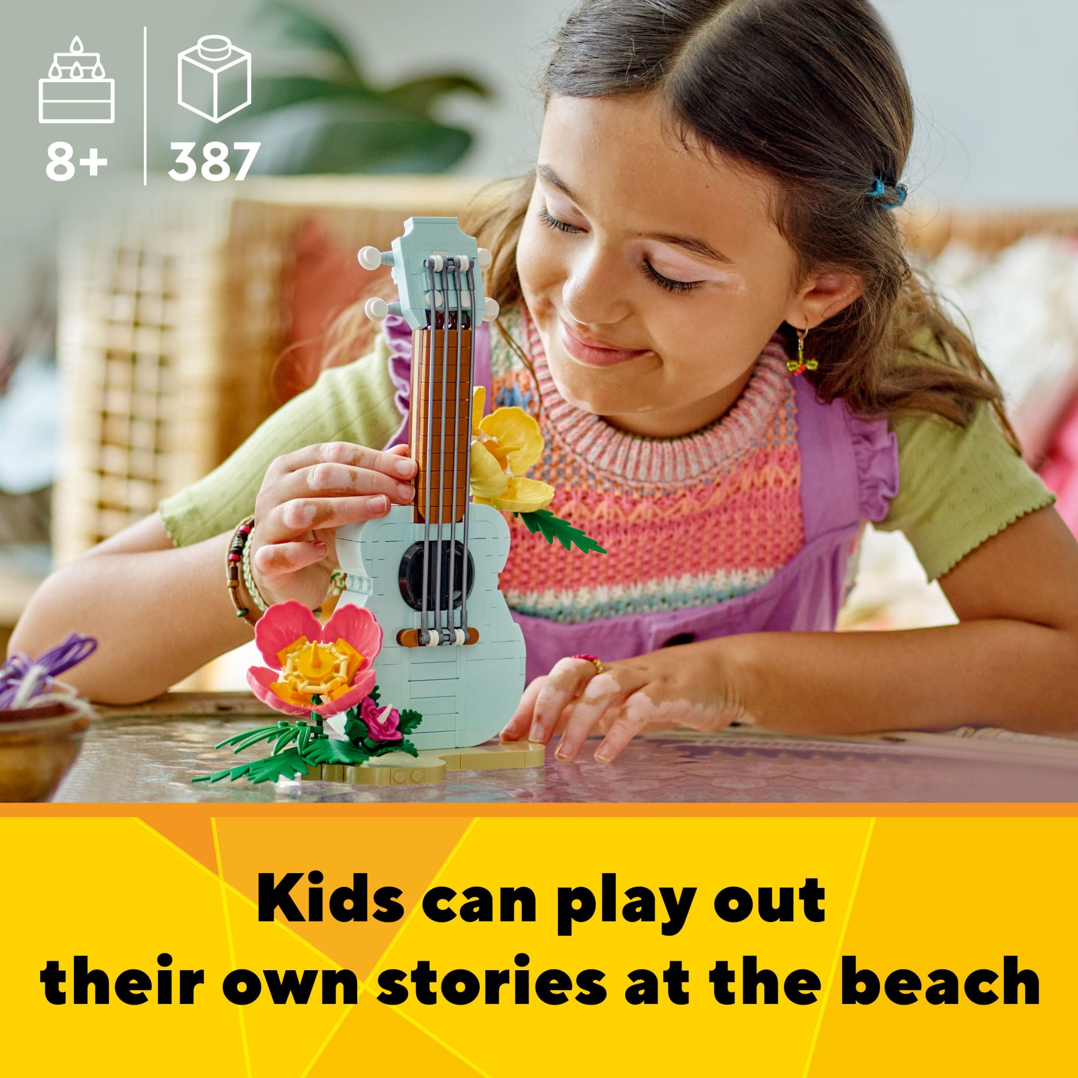 LEGO Creator 3 en 1 Ukelele Tropical - Juguete de Construcción para Exhibir, para Niños, Niñas y Adolescentes, Mayores de 8 Años - Regalo de Cumpleaños - Crea Ukelele, Tabla de Surf o Delfín - 31156 4