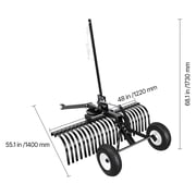VEVOR 48in Landscape Rake, Pull Behind Lawn Rock Rakes for ATV Mower Tractors, 24 Durable Steel Tines, Adjustable Height & Angle, Heavy Duty Dethatcher Rake for Leaves Debris