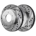 thumbnail image 4 of AutoShack Front and Rear Drilled and Slotted Brake Kit Rotors Silver and Ceramic Pads Set of 4 Replacement for Pontiac G5 2006-2010 G6 2004-2012 Chevrolet Malibu 2007-2009 Saturn Aura FWD BRKPKG039474, 4 of 4