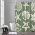thumbnail image 4 of Sage Green Coastal Shower Curtain for Bathroom, Starfish Shell Ocean Nautical Waterproof Cloth Fabric Bathroom Accessories Set with 9 Rust Proof Plastic Hooks, 36"x72", 4 of 9