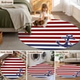 thumbnail image 5 of Round Rugs 3Ft, Anchor Red Round Area Rug Washable Indoor Throw Carpet, Modern Navy Blue White Striped Nautical Small Non Slip Circle Rug for Bedroom Living Room Home Decor Aesthetic, 5 of 8